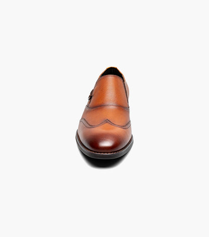 Stacy Adams Lockwood Wingtip Ornament Slip On Men’s Dress Shoes - Cognac