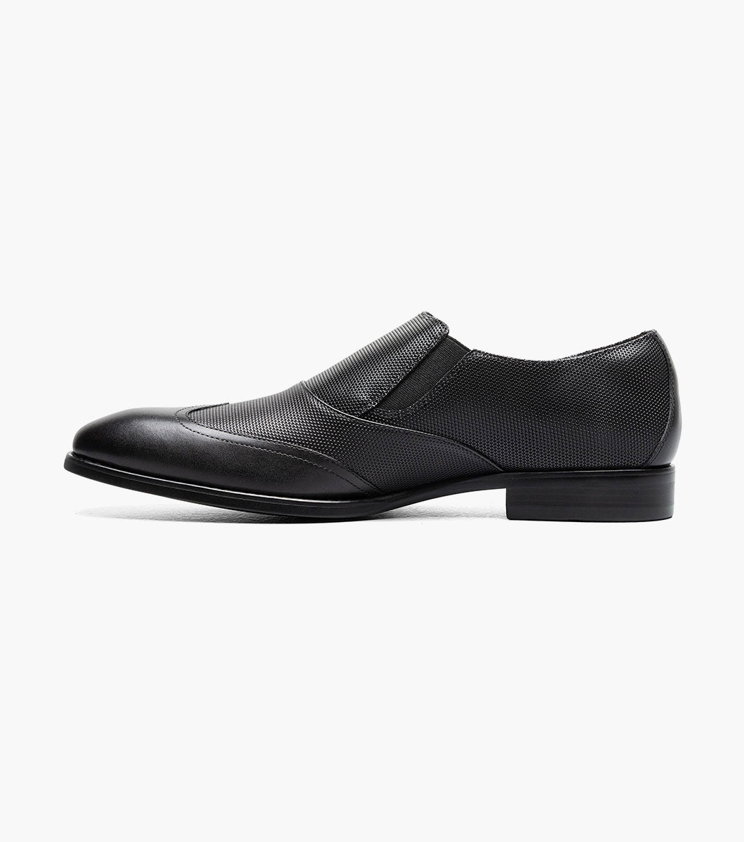 Stacy Adams Lockwood Wingtip Ornament Slip On Men’s Dress Shoes - Black