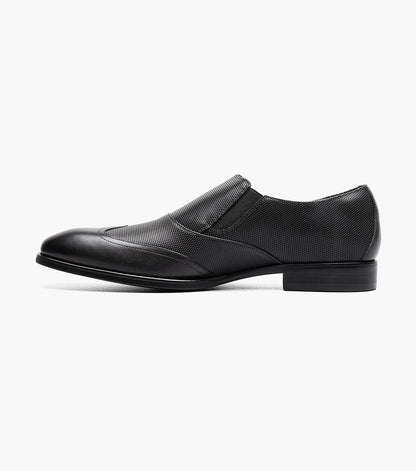 Stacy Adams Lockwood Wingtip Ornament Slip On Men’s Dress Shoes - Black