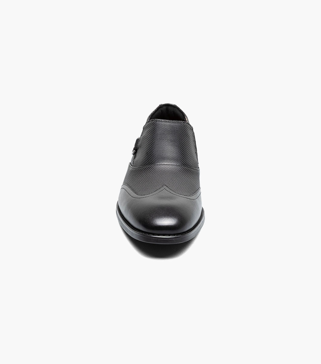 Stacy Adams Lockwood Wingtip Ornament Slip On Men’s Dress Shoes - Black