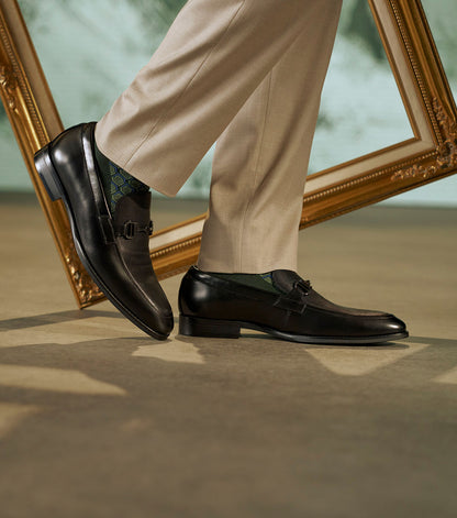 Stacy Adams Lawton Moc Toe Bit Slip On Men’s Dress Shoes - Black