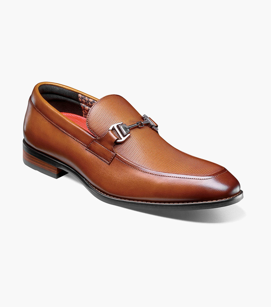 Stacy Adams Lawton Moc Toe Bit Slip On Men’s Dress Shoes - Cognac