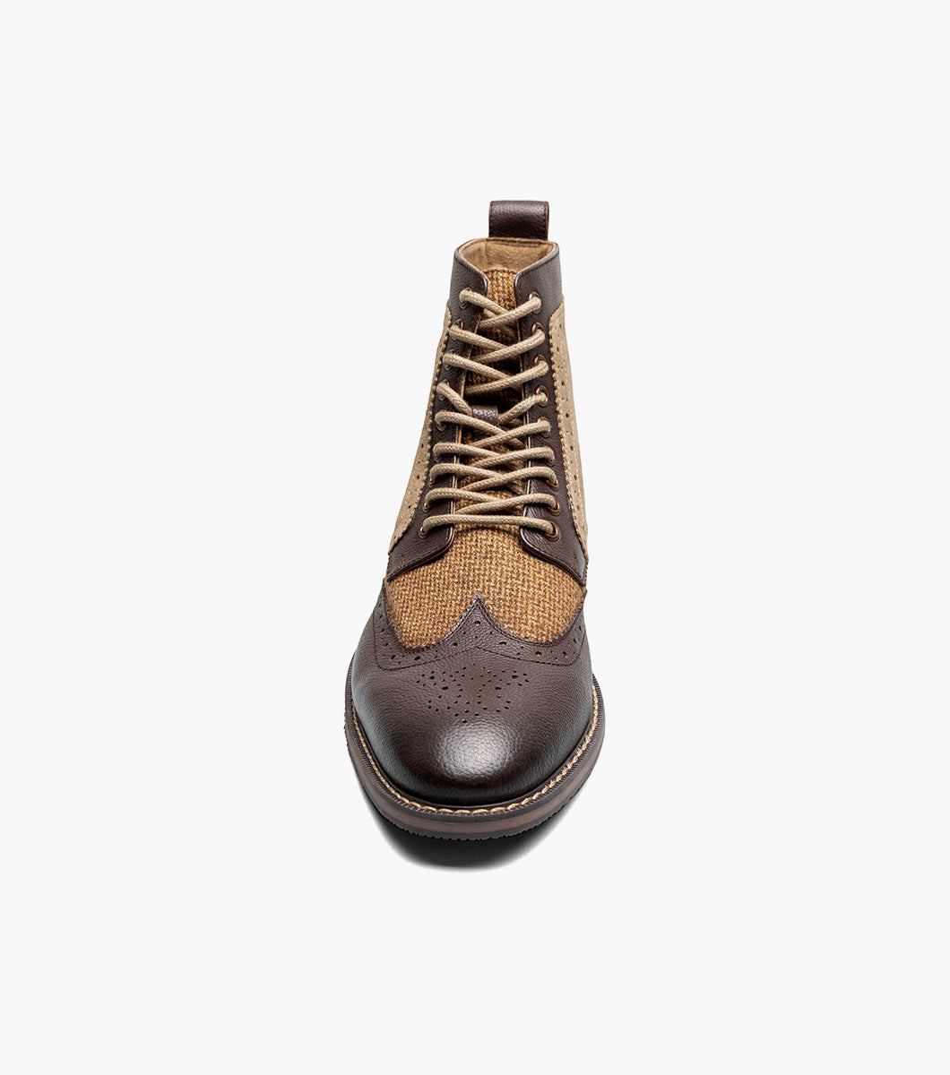 Stacy Adams Finnegan Wingtip Lace Up Boot Men’s Casual Shoes - Brown Tumbled