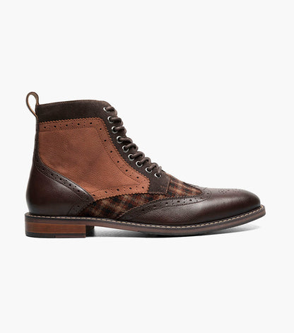 Stacy Adams Finnegan Wingtip Lace Up Boot Men’s Casual Shoes - Brown Multi