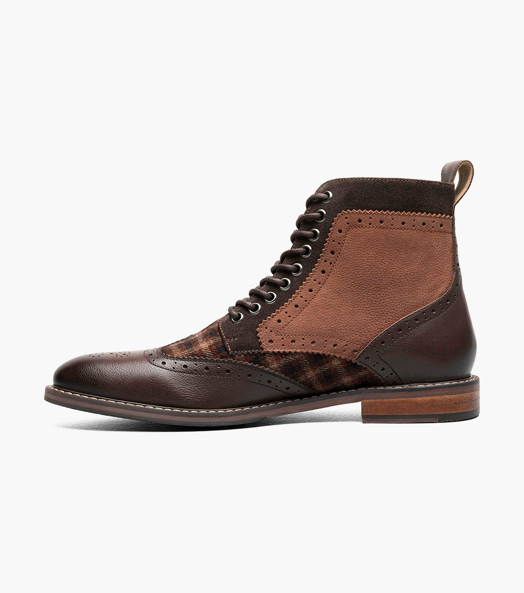Stacy Adams Finnegan Wingtip Lace Up Boot Men’s Casual Shoes - Brown Multi