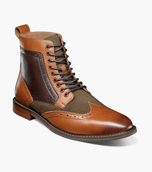 Stacy Adams Finnegan Wingtip Lace Up Boot Men’s Casual Shoes - Olive Multi