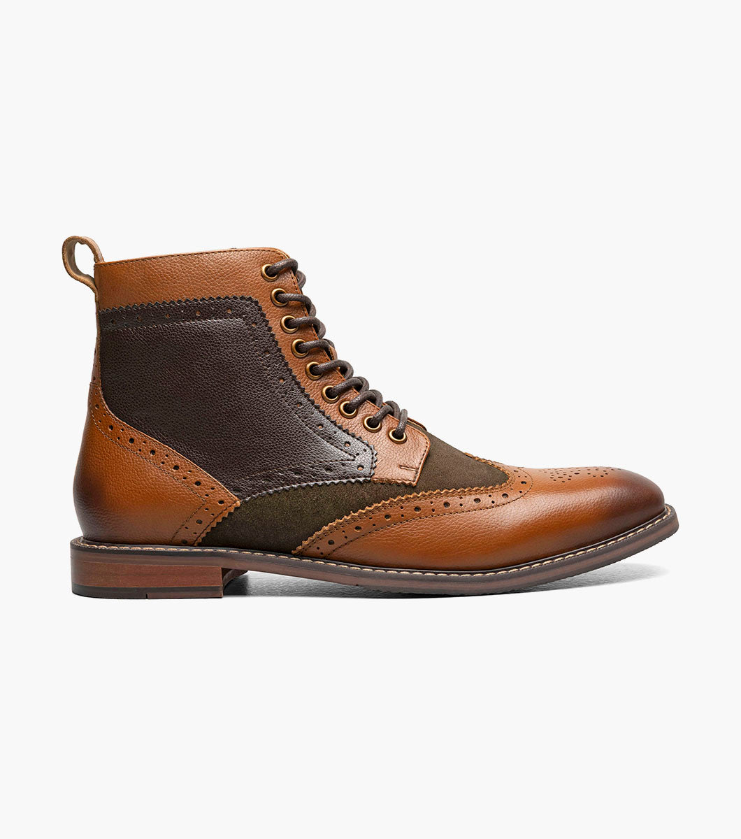 Stacy Adams Finnegan Wingtip Lace Up Boot Men’s Casual Shoes - Olive Multi