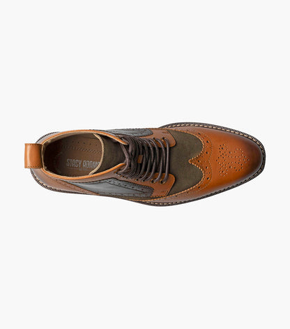 Stacy Adams Finnegan Wingtip Lace Up Boot Men’s Casual Shoes - Olive Multi