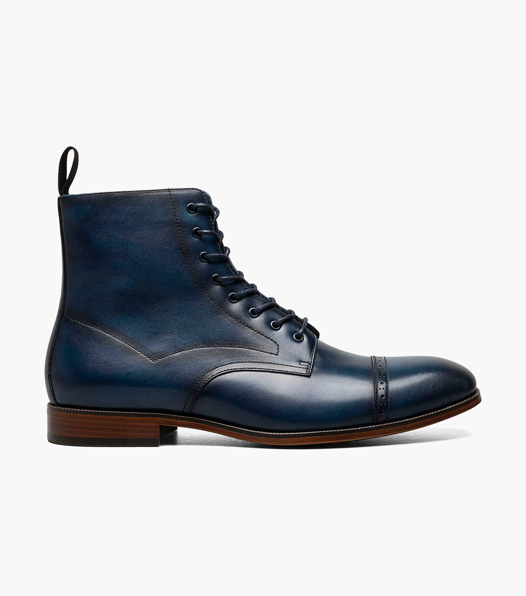 Stacy Adams Henry Cap Toe Lace Up Boot Men’s Boots - Navy