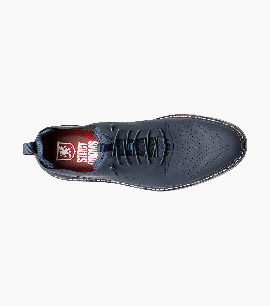 Stacy Adams Synchro Plain Toe Elastic Lace Up Men’s Casual Shoes - Navy