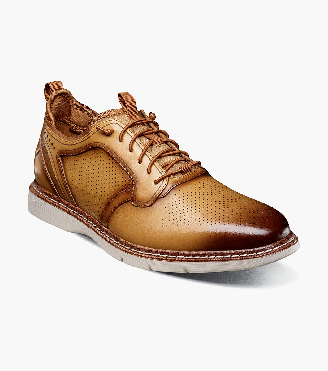 Stacy Adams Sync Plain Toe Elastic Lace Up Men’s Casual Shoes - Natural