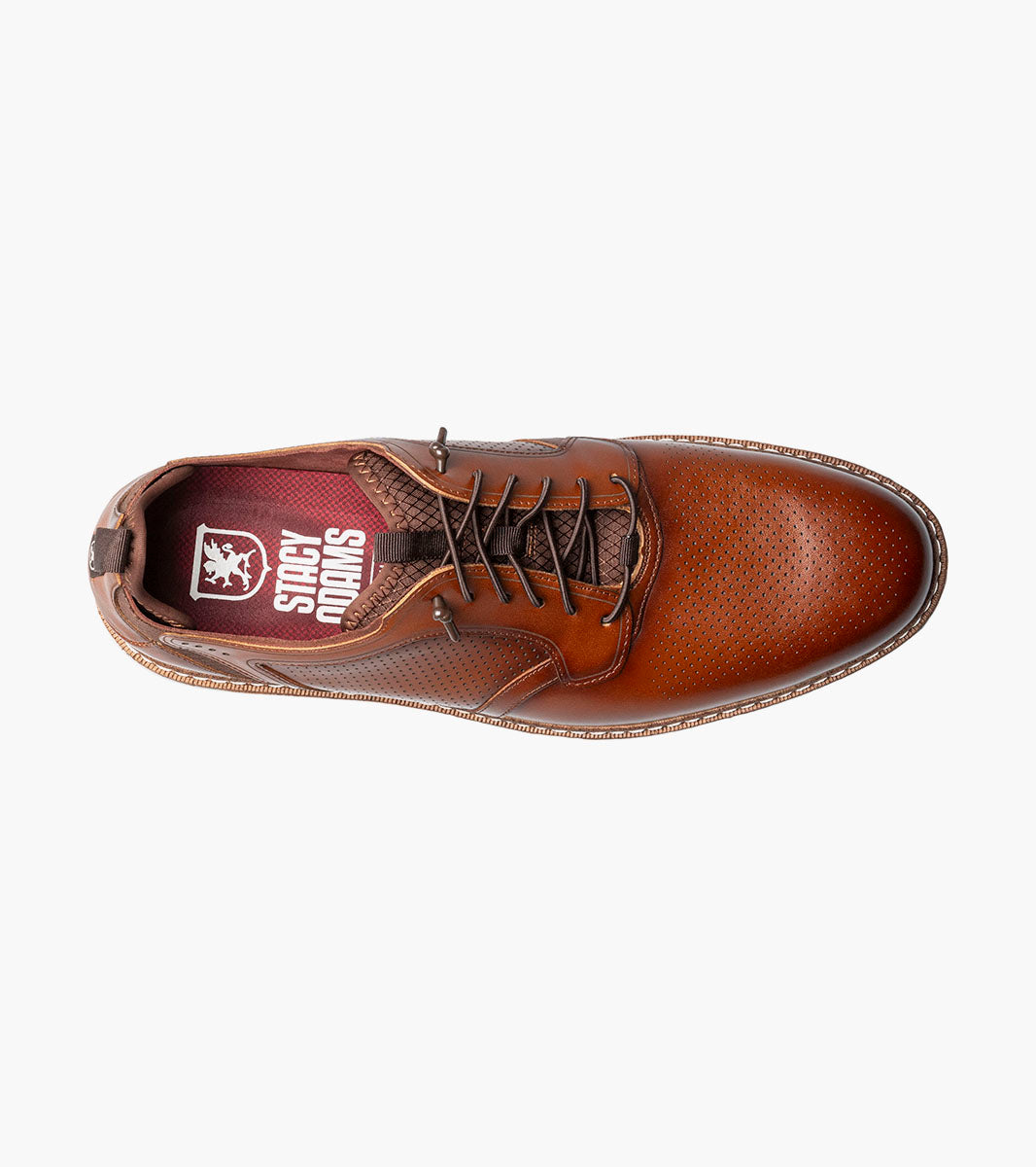 Stacy Adams Sync Plain Toe Elastic Lace Up Men’s Casual Shoes - Cognac