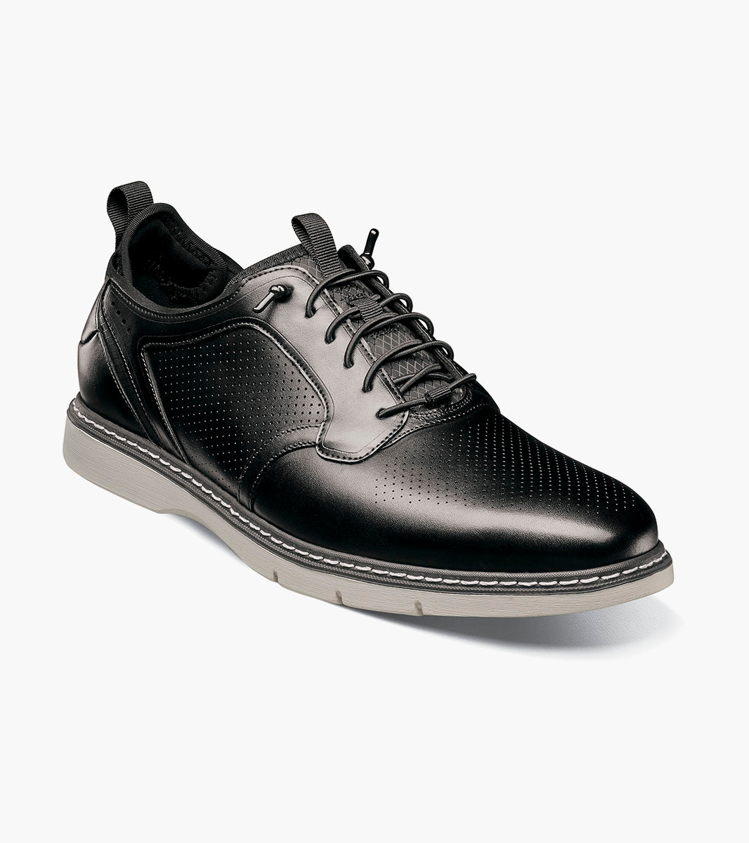 Stacy Adams Sync Plain Toe Elastic Lace Up Men’s Casual Shoes - Black