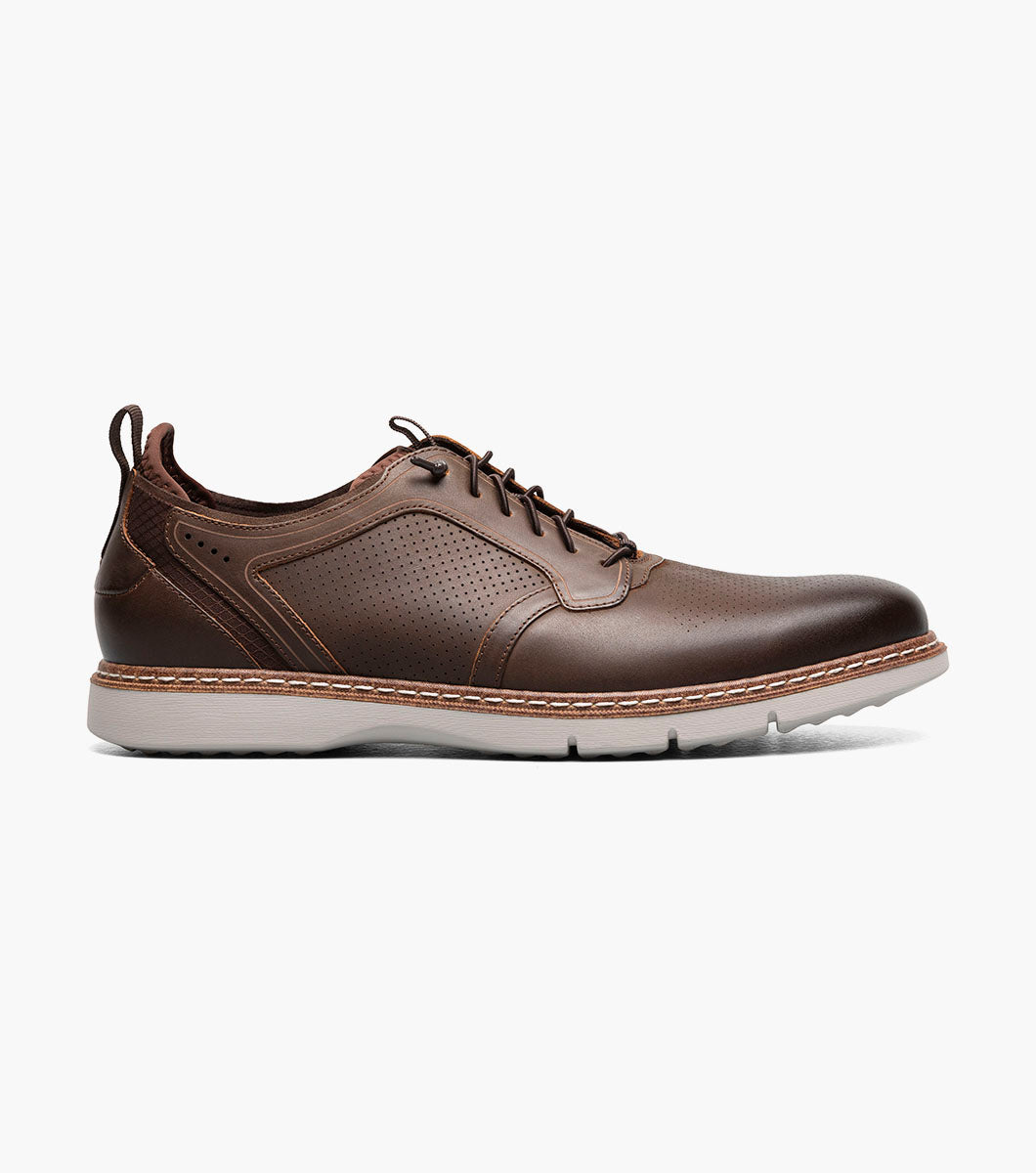 Stacy Adams Sync Plain Toe Elastic Lace Up Men’s Casual Shoes - Brown CH