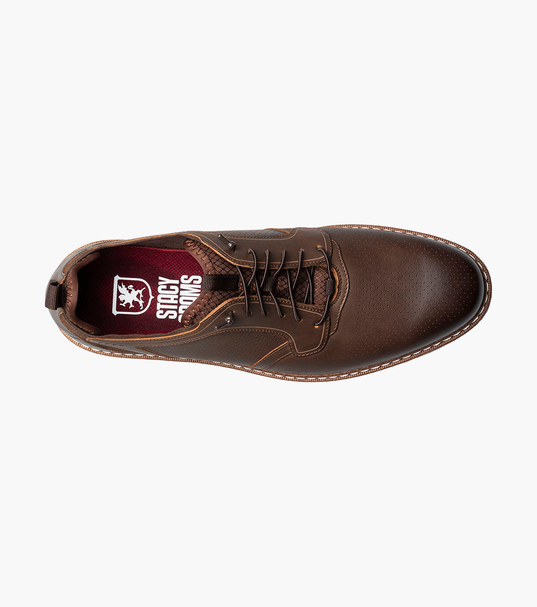 Stacy Adams Sync Plain Toe Elastic Lace Up Men’s Casual Shoes - Brown CH