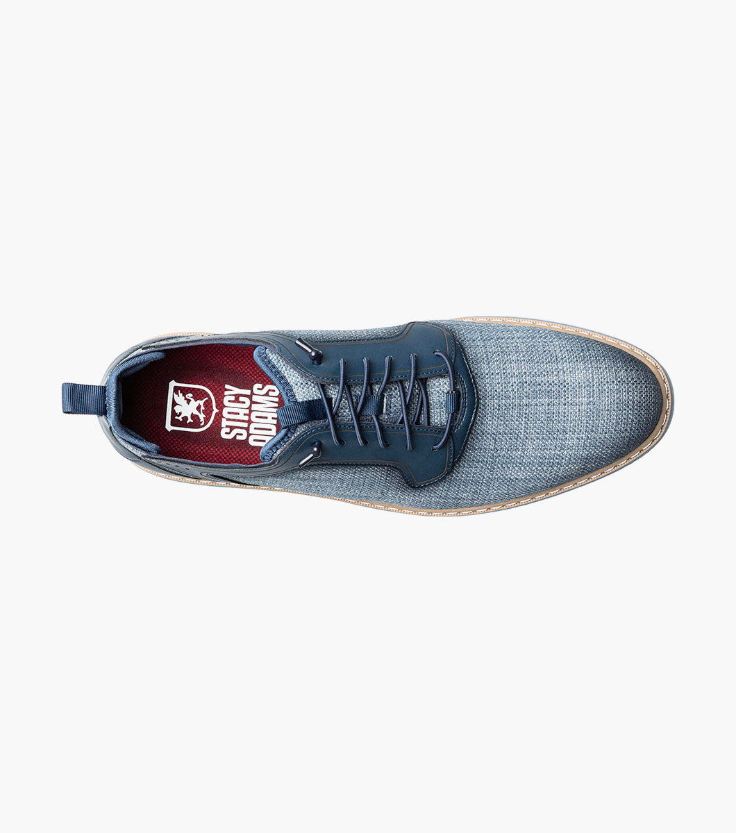 Stacy Adams Sebert Plain Toe Elastic Lace Up Men’s Casual Shoes - Navy