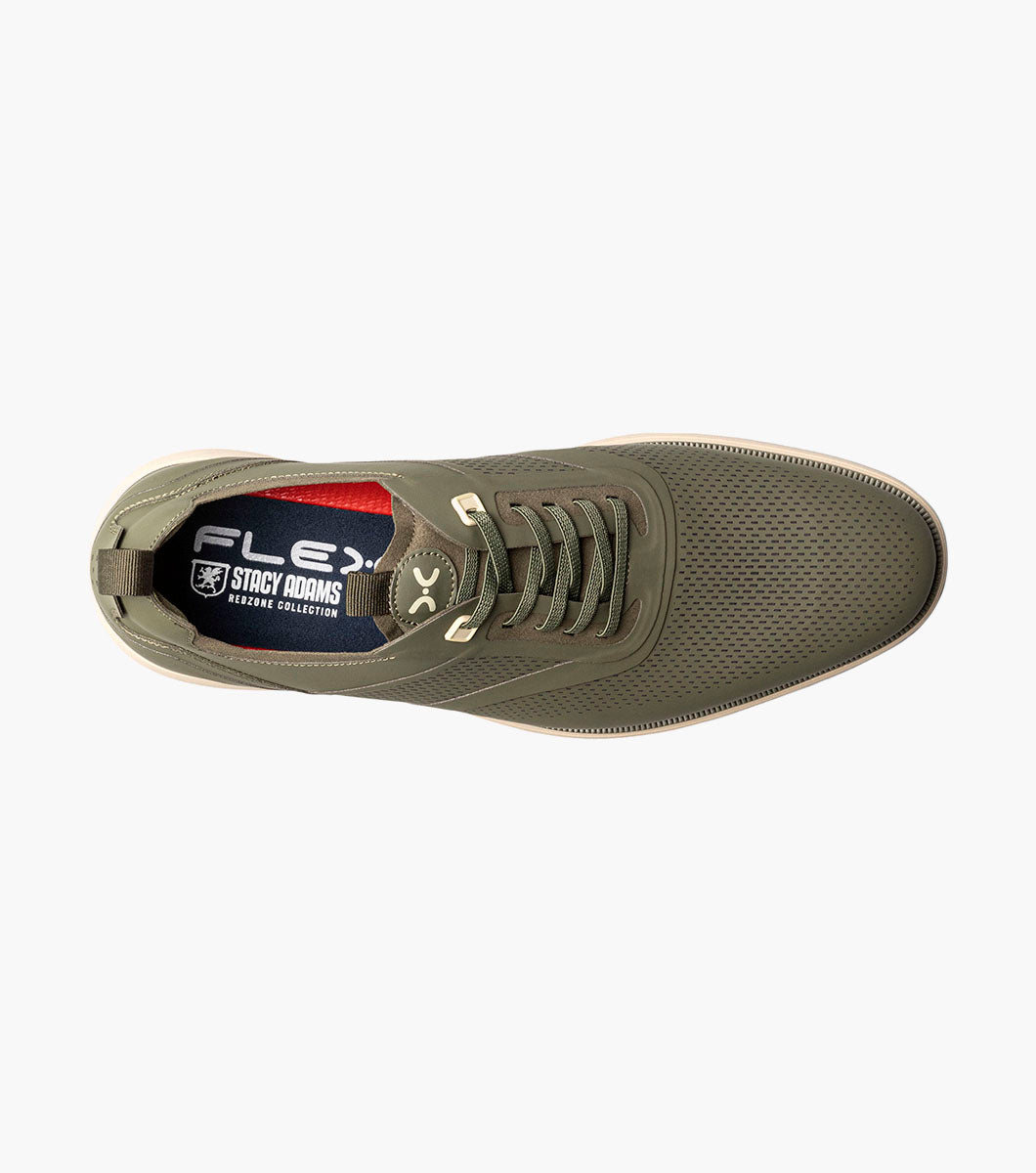 Stacy Adams Everidge Plain Toe Elastic Lace Up Men’s Casual Shoes - Olive
