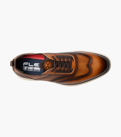 Stacy Adams Edgewood Wingtip Elastic Lace Up Men’s Casual Shoes - Cognac