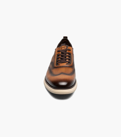 Stacy Adams Edgewood Wingtip Elastic Lace Up Men’s Casual Shoes - Cognac