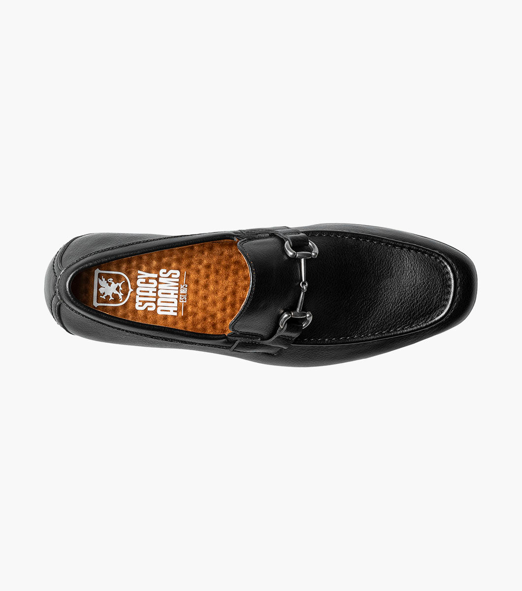 Stacy Adams Richmont Moc Toe Bit Slip On Men’s Dress Shoes - Black Tumbled