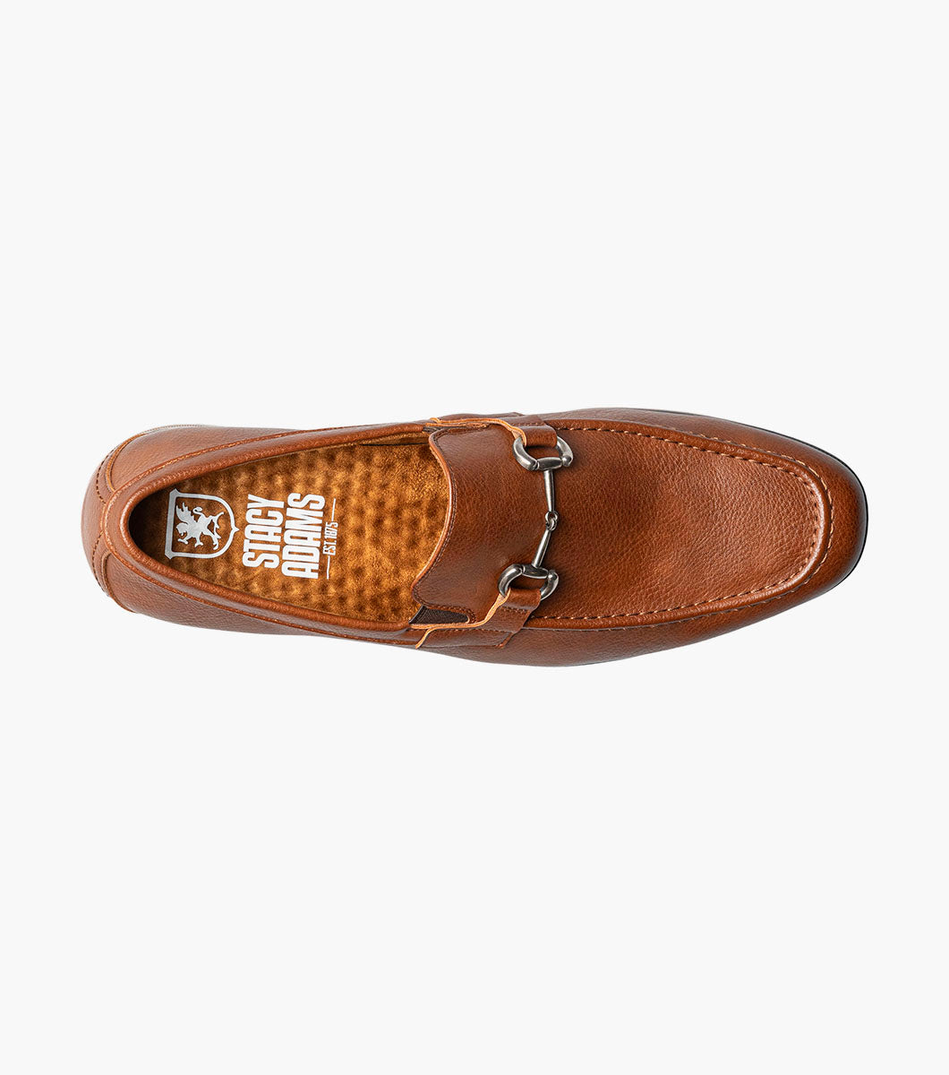 Stacy Adams Richmont Moc Toe Bit Slip On Men’s Dress Shoes - Cognac Tumbled