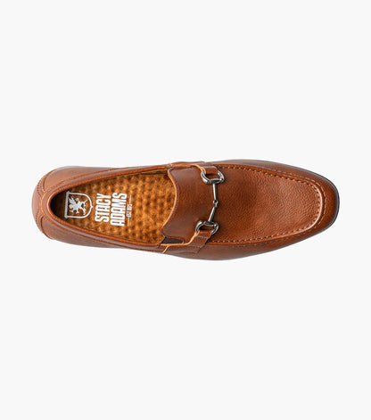 Stacy Adams Richmont Moc Toe Bit Slip On Men’s Dress Shoes - Cognac Tumbled