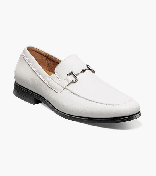 Stacy Adams Richmont Moc Toe Bit Slip On Men’s Dress Shoes - White Tumbled