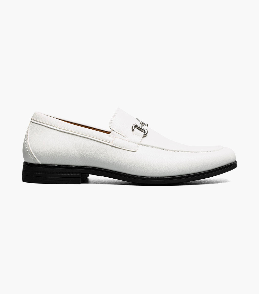 Stacy Adams Richmont Moc Toe Bit Slip On Men’s Dress Shoes - White Tumbled
