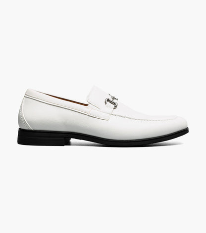 Stacy Adams Richmont Moc Toe Bit Slip On Men’s Dress Shoes - White Tumbled