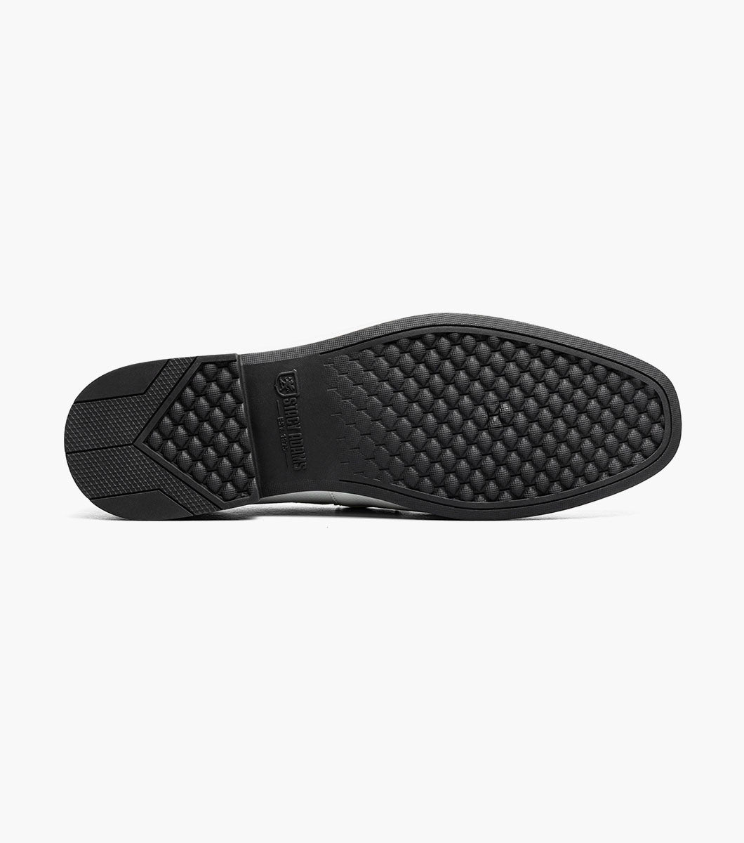 Stacy Adams Richmont Moc Toe Bit Slip On Men’s Dress Shoes - White Tumbled