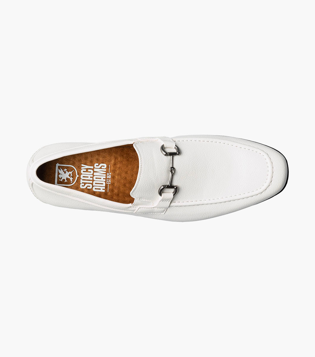 Stacy Adams Richmont Moc Toe Bit Slip On Men’s Dress Shoes - White Tumbled
