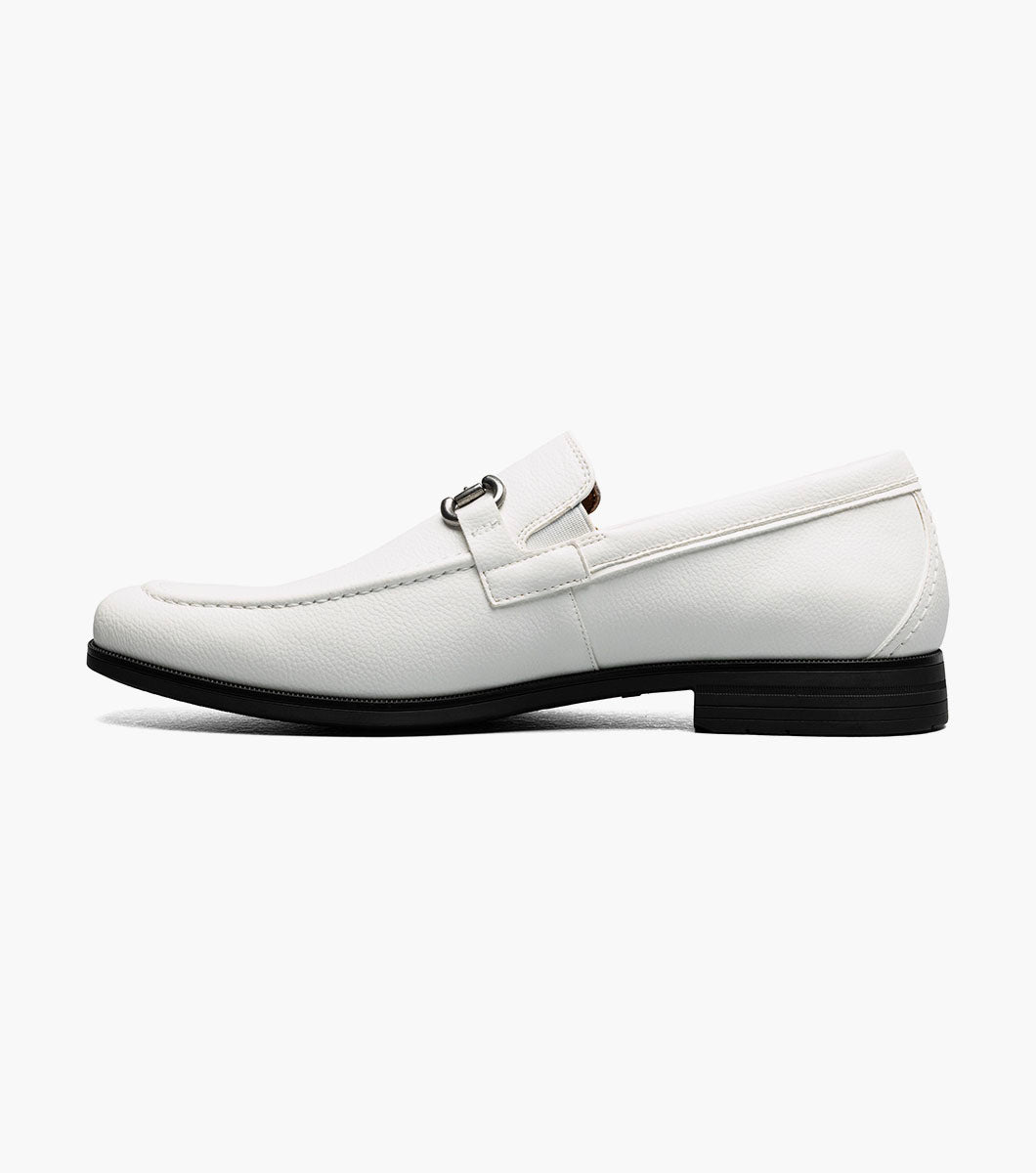 Stacy Adams Richmont Moc Toe Bit Slip On Men’s Dress Shoes - White Tumbled
