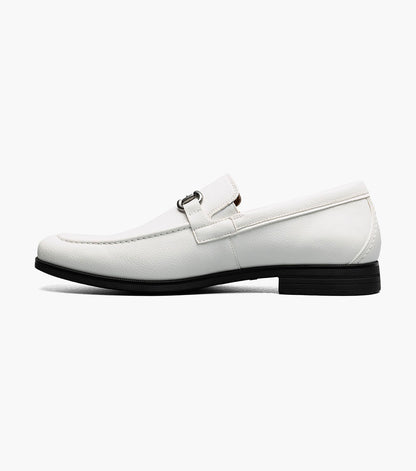 Stacy Adams Richmont Moc Toe Bit Slip On Men’s Dress Shoes - White Tumbled