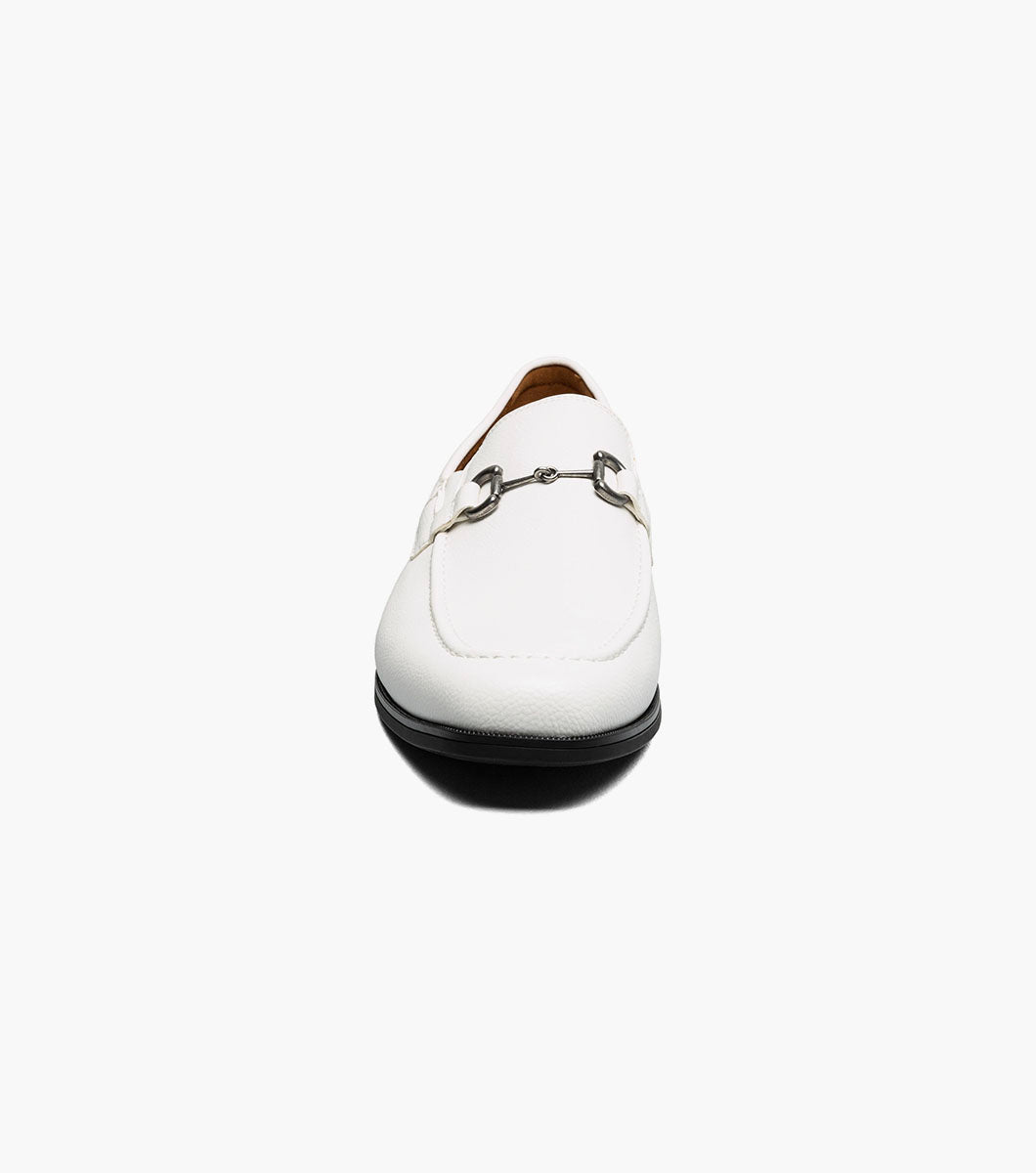 Stacy Adams Richmont Moc Toe Bit Slip On Men’s Dress Shoes - White Tumbled