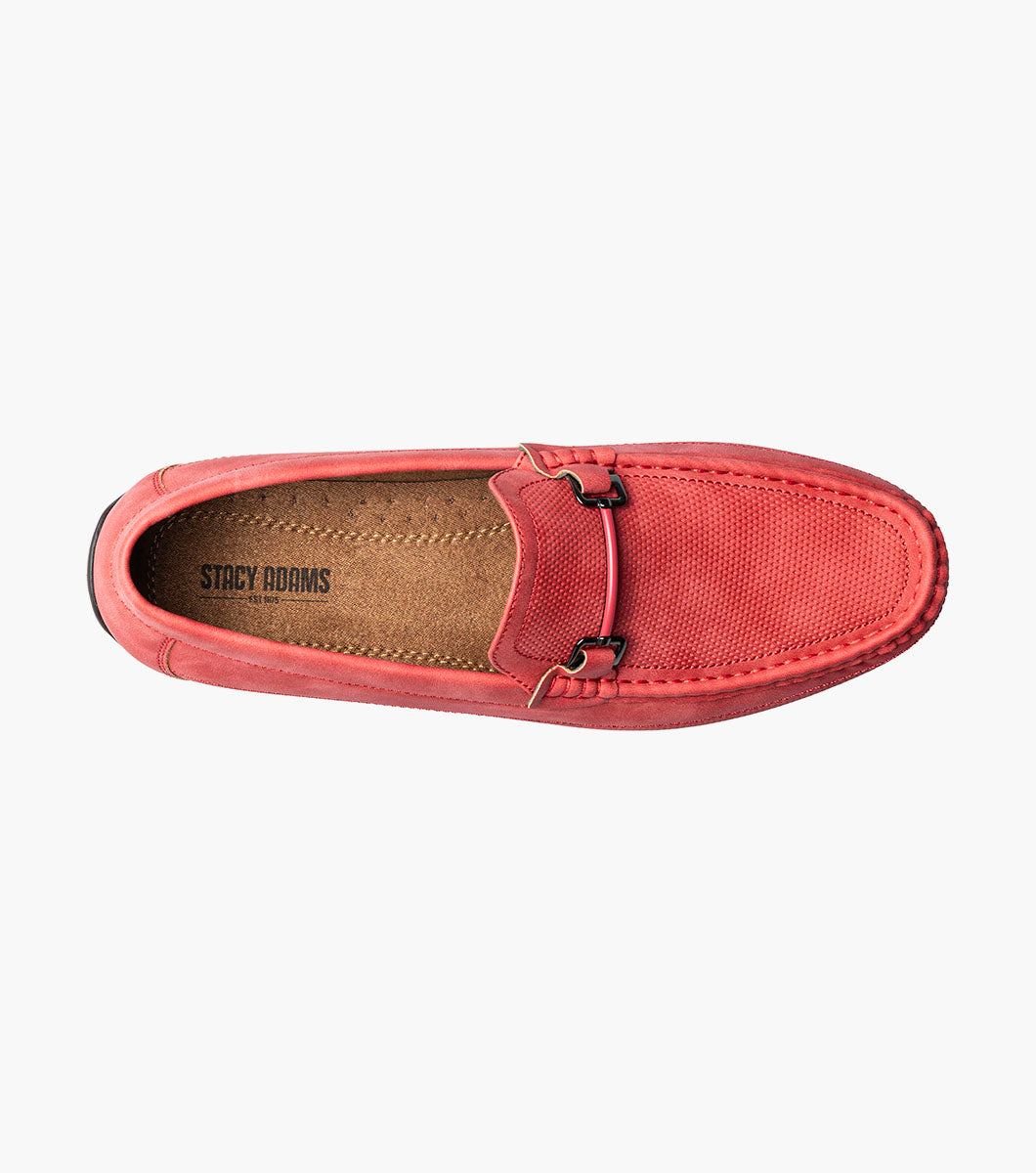 Stacy Adams Colton Moc Toe Bit Slip On Men’s Loafers & Slip Ons - Red