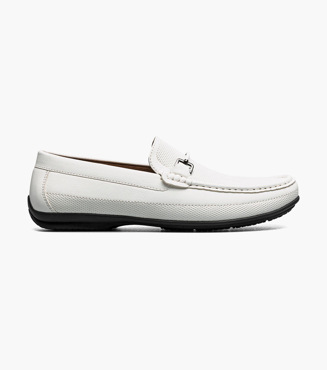 Stacy Adams Colton Moc Toe Bit Slip On Men’s Loafers & Slip Ons - White