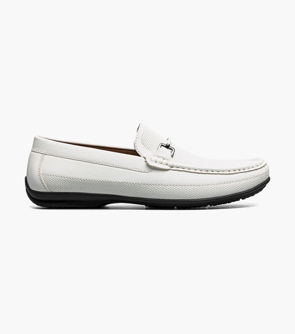Stacy Adams Colton Moc Toe Bit Slip On Men’s Loafers & Slip Ons - White