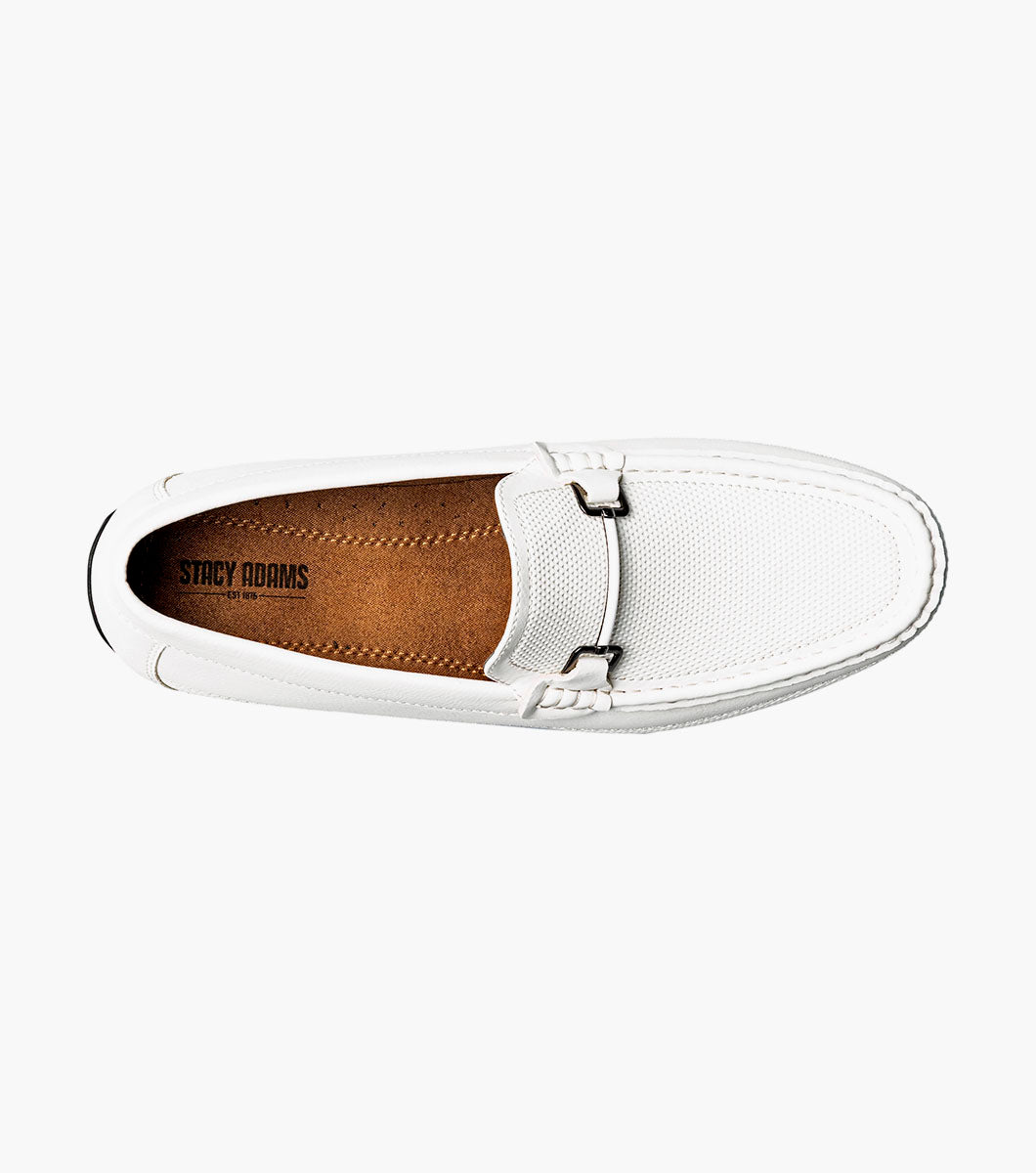 Stacy Adams Colton Moc Toe Bit Slip On Men’s Loafers & Slip Ons - White
