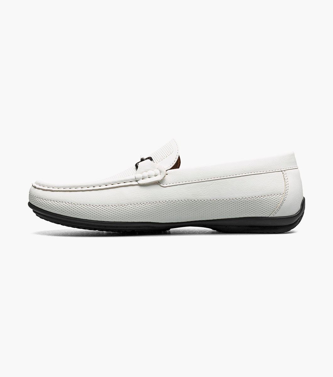Stacy Adams Colton Moc Toe Bit Slip On Men’s Loafers & Slip Ons - White