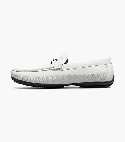 Stacy Adams Colton Moc Toe Bit Slip On Men’s Loafers & Slip Ons - White