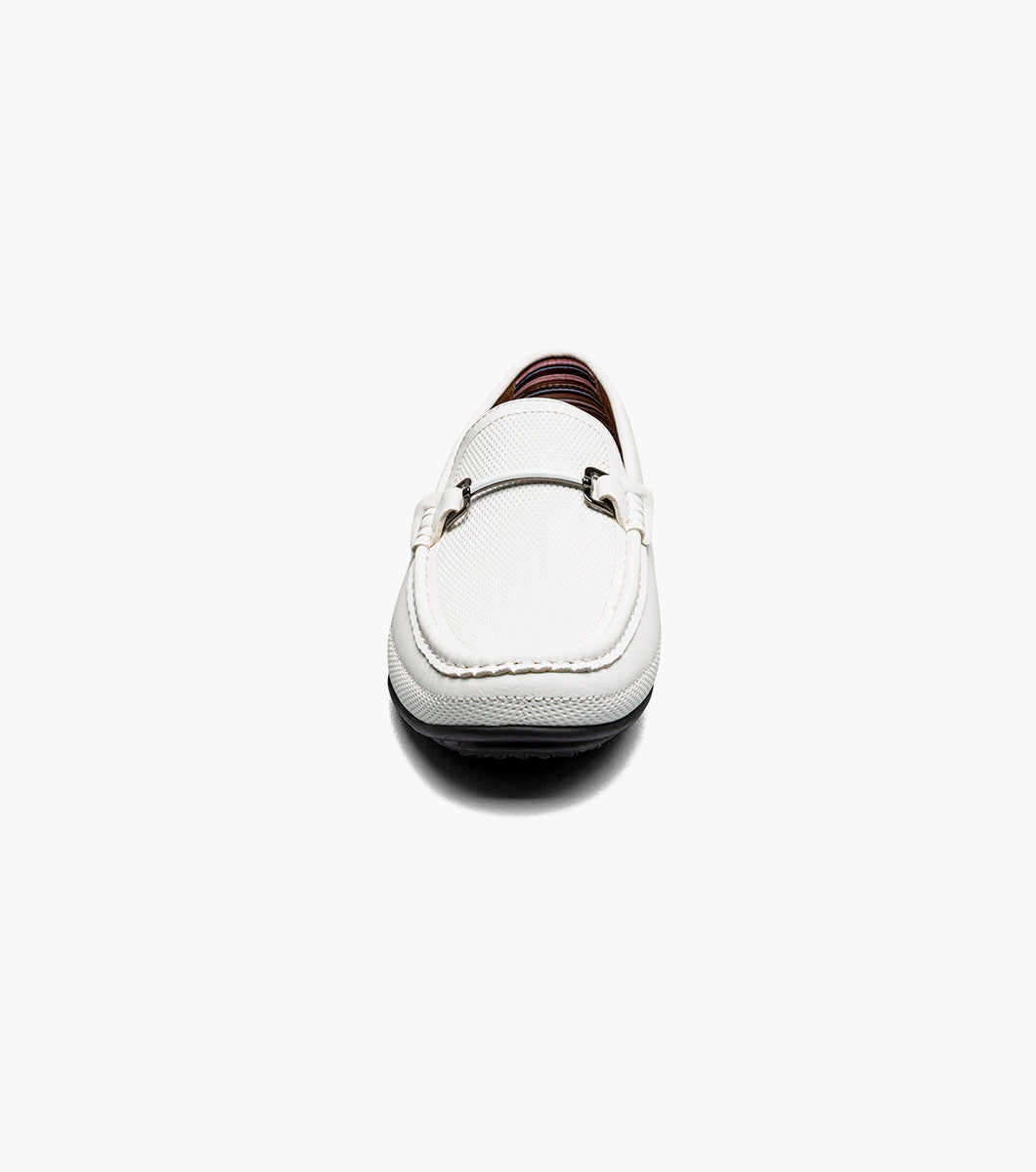 Stacy Adams Colton Moc Toe Bit Slip On Men’s Loafers & Slip Ons - White