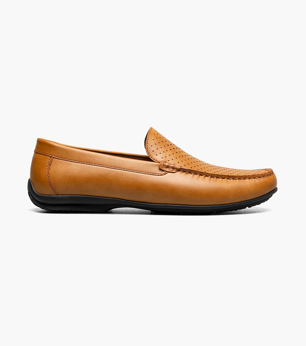 Stacy Adams Conroy Moc Toe Perf Slip On Men’s Dress Shoes - Tan