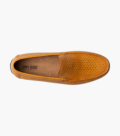 Stacy Adams Conroy Moc Toe Perf Slip On Men’s Dress Shoes - Tan