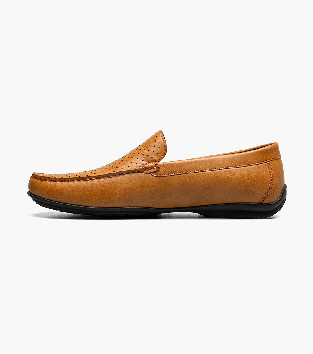 Stacy Adams Conroy Moc Toe Perf Slip On Men’s Dress Shoes - Tan
