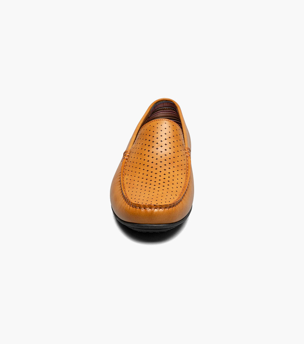 Stacy Adams Conroy Moc Toe Perf Slip On Men’s Dress Shoes - Tan
