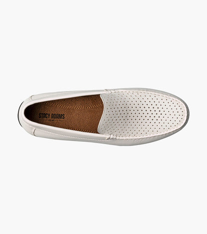Stacy Adams Conroy Moc Toe Perf Slip On Men’s Dress Shoes - White