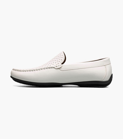 Stacy Adams Conroy Moc Toe Perf Slip On Men’s Dress Shoes - White