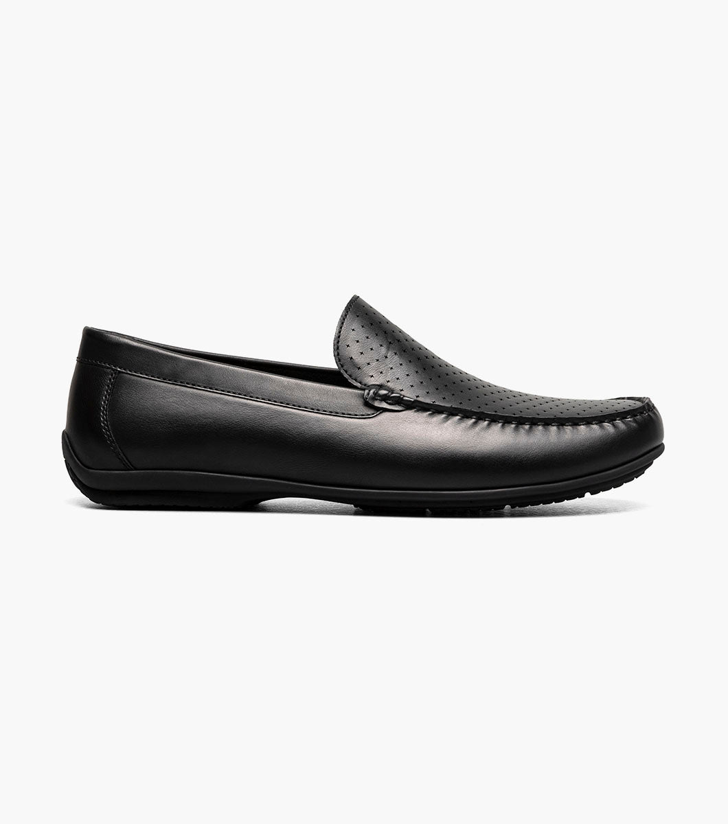 Stacy Adams Conroy Moc Toe Perf Slip On Men’s Dress Shoes - Black