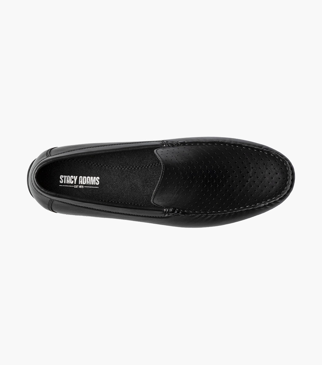 Stacy Adams Conroy Moc Toe Perf Slip On Men’s Dress Shoes - Black