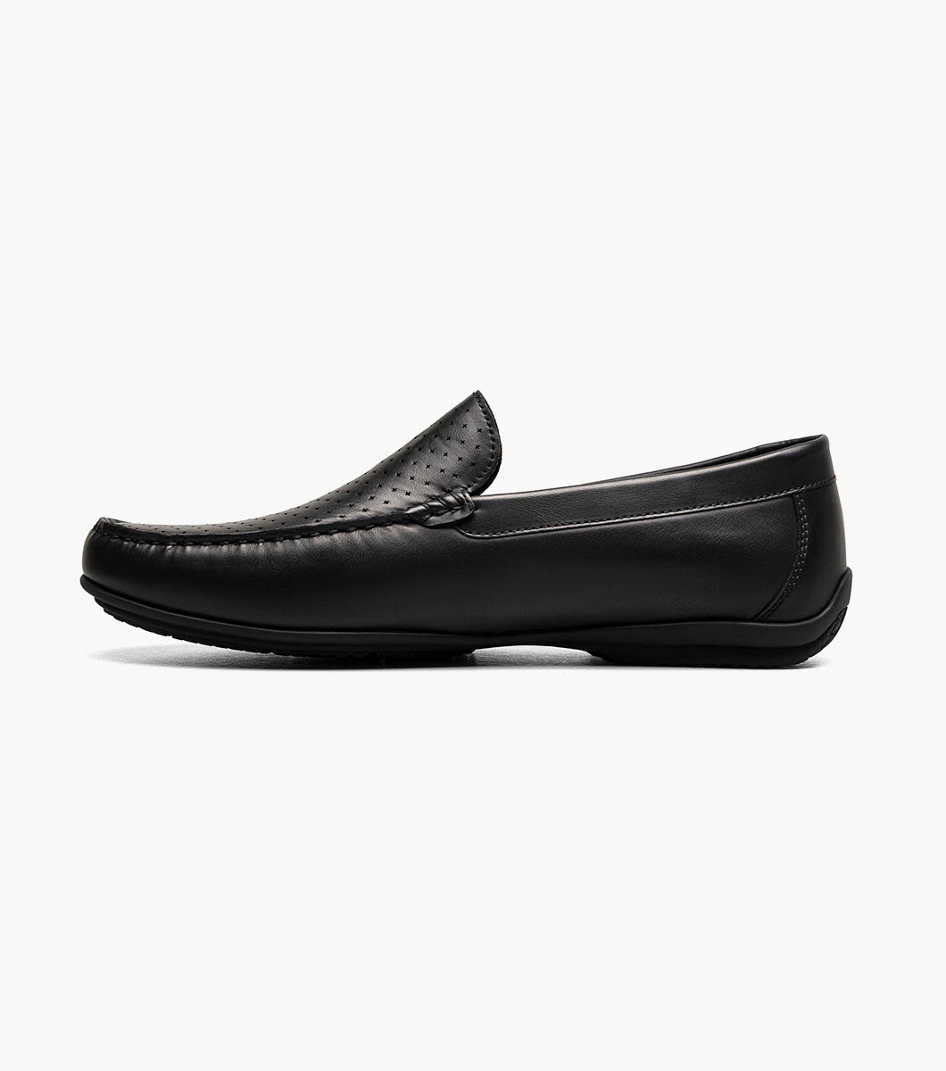 Stacy Adams Conroy Moc Toe Perf Slip On Men’s Dress Shoes - Black